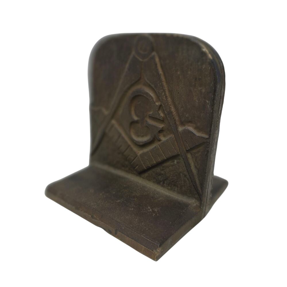 Vintage Solid Brass Masonic Bookends Square Compass G Heavy Pair